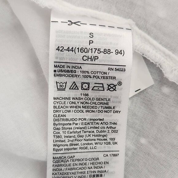 Gap White Cotton Blouse with Swiss Dot and Floral Pattern Size Small - Picture 8 of 9